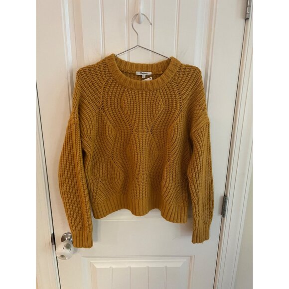 Madewell Everett Cable Knit Alpaca Wool Blend Sweater In Heather Cumin Sz Medium - Picture 2 of 7